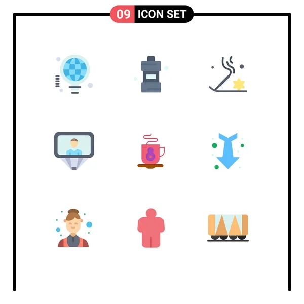 Mobile Interface Flat Color Set Pictograms Tea Login Aromatherapy User — Stockový vektor