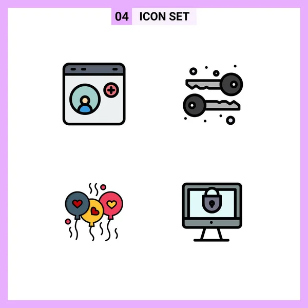 Universal Icon Symbols Group Modern Filledline Flat Colors Browser Love — Stockový vektor