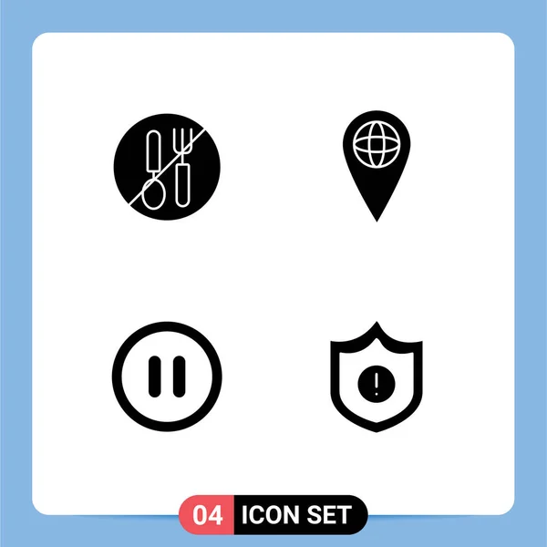 Creative Icons Modern Signs Sysymbols Food Pause Spoon Globe Guard — Vector de stock