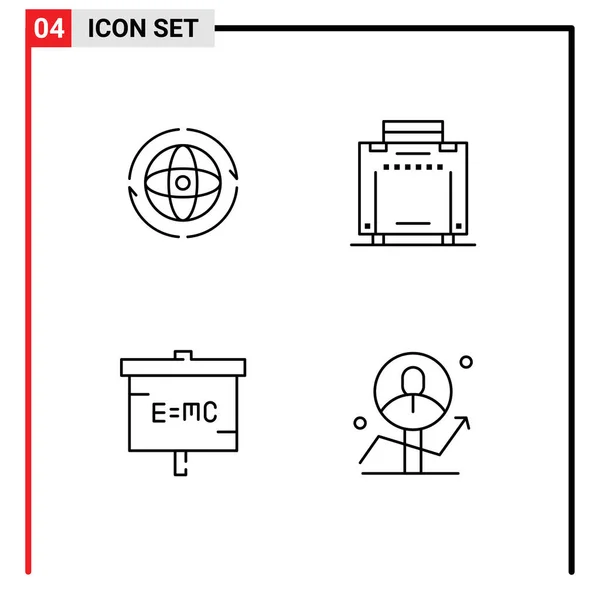 User Interface Line Pack Modern Signs Symbols Globe Experiment Attom — Vetor de Stock