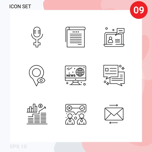 Set Modern Icons Sysymbols Signs News Hobbies User Pointer Location — Vector de stock