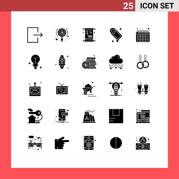 Universal Icon Symbols Group Modern Solid Glyphs Time Calendar Luck — 스톡 벡터