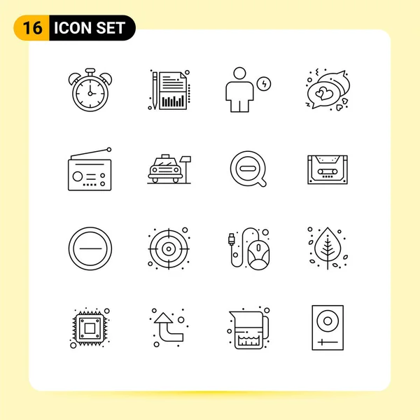 Mobile Interface Outline Set Pictograms Gadgets Messages Avatar Love Human — Stockový vektor