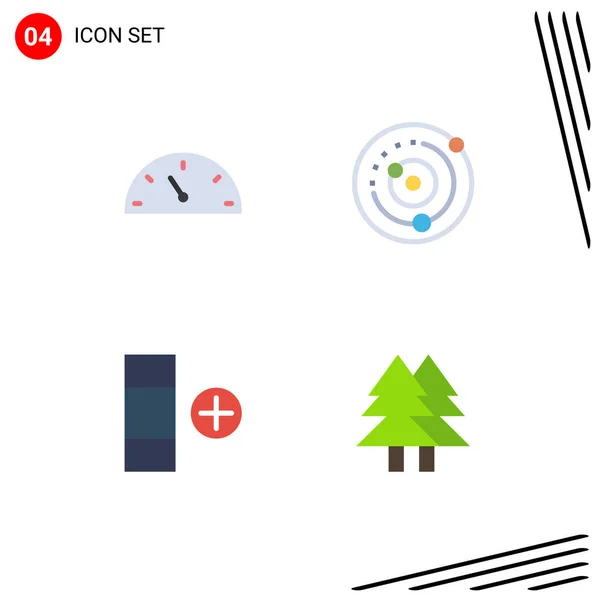 Mobile Interface Flat Icon Set Pictograms Gauge New Orbit Solar — Vector de stock