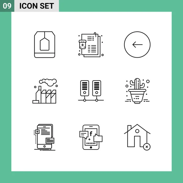 Stock Vector Icon Pack Line Signs Sysymbols Center Pollution Recipe — Vector de stock