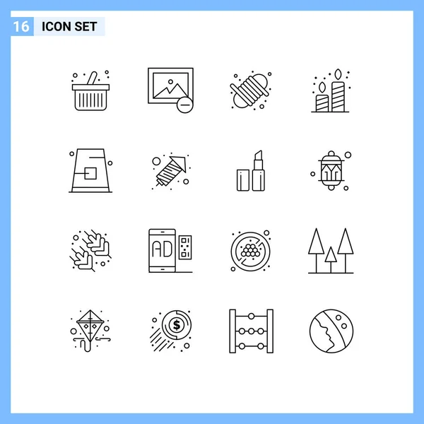 Set Modern Icons Sysymbols Signs Fall Buckle Rope Autumn Candles — Vector de stock