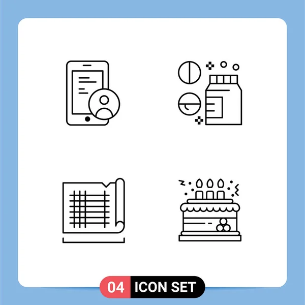 Stock Vector Icon Pack Mit Linienzeichen Und Symbolen Für Gdpr — Stockvektor