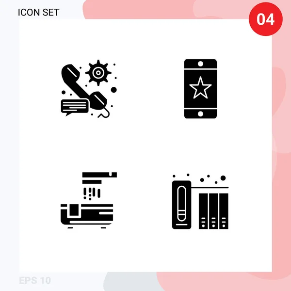 Stock Vector Icon Pack Mit Linienzeichen Und Symbolen Für Ruf — Stockvektor