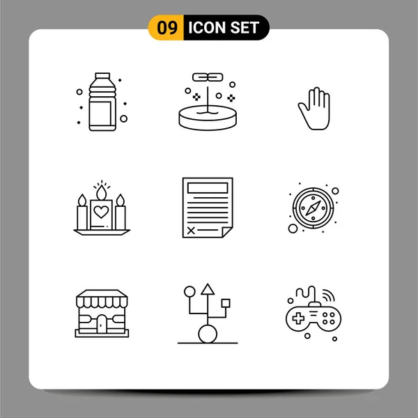 User Interface Outline Pack Modern Jelek Szimbólumok Esküvő Szerelem Laboratórium — Stock Vector