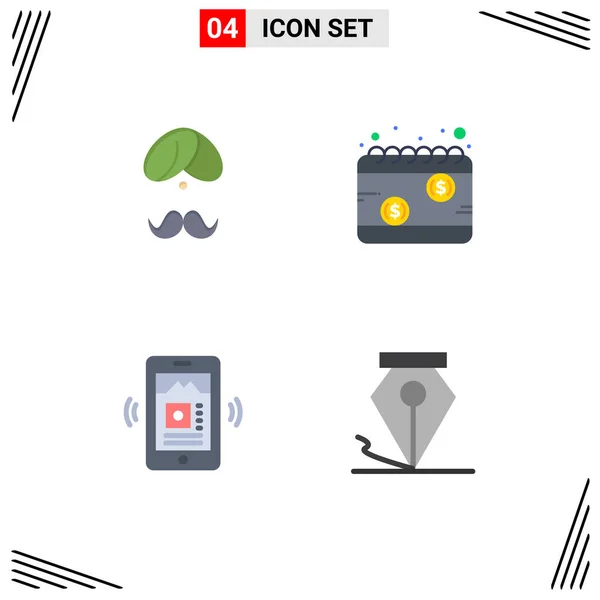 Groep Van Modern Flat Icons Set Voor Hindoe Payday Man — Stockvector