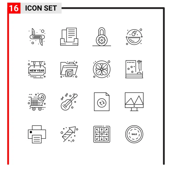 Set Modern Icons Symbols Signs Happy Card Control Environmental Protection — Stock Vector