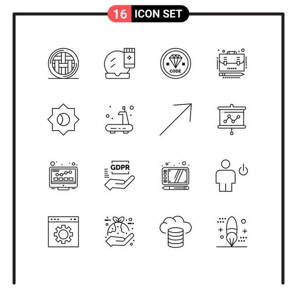 Conjunto Icones Modernos Símbolos Sinais Para Portfólio Negócios Reforma Programação — Vetor de Stock