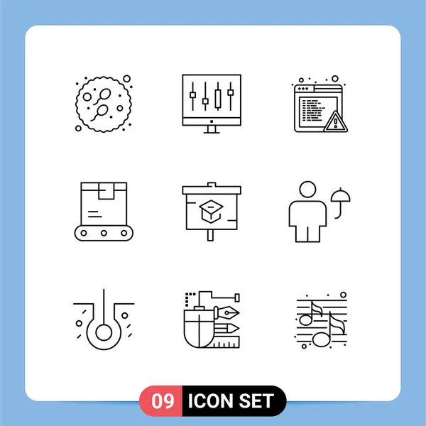 Stock Vector Icon Pack Line Signs Symbols Education Shipping Market — Stock Vector