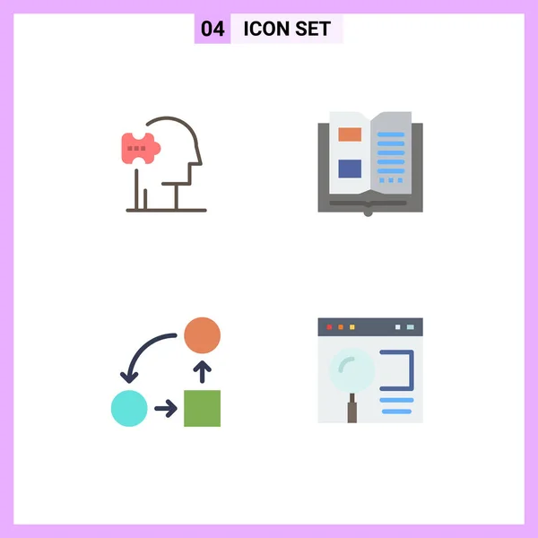 Set Commercial Flat Icons Pack Psychiatry Office Solutions Knowledge Strategy — Vector de stock