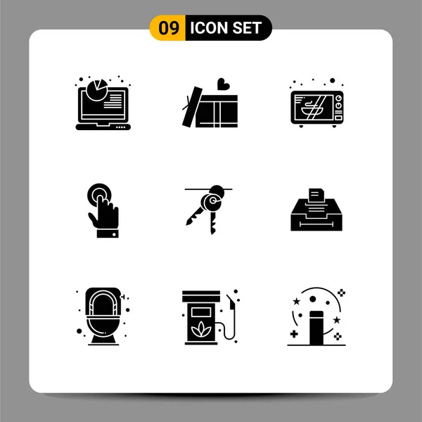 Stock Vector Icon Pack Line Signs Symbols Keys Key Microwave — 스톡 벡터