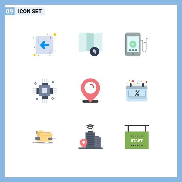 Set Vector Flat Colors Grid Ecommerce Location Cell Equipment Electric — 스톡 벡터