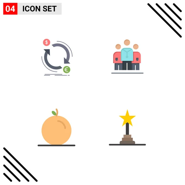 Set Commercial Flat Icons Csomag Csere Gyümölcs Pénz Gyógyszer Cellulóz — Stock Vector