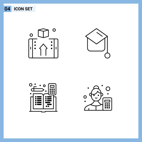 Stock Vektor Ikon Csomag Vonal Jelek Szimbólumok Doboz Számvitel Online — Stock Vector