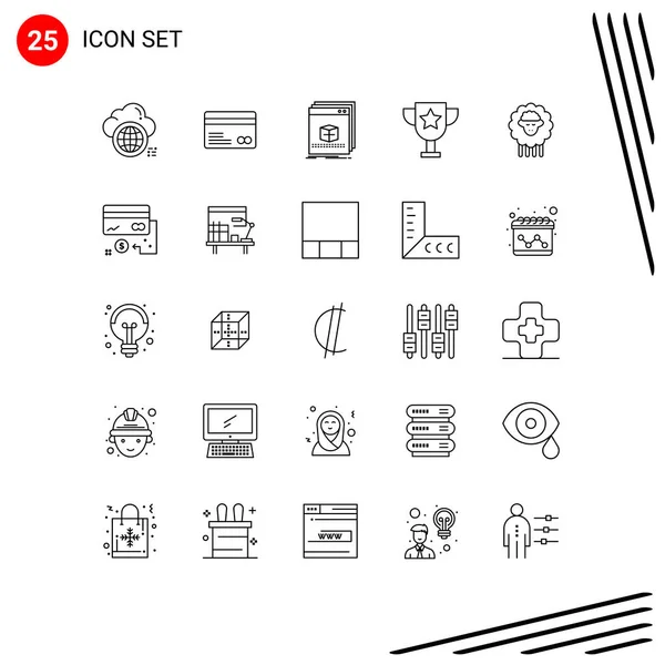 Modern Set Lines Symbols Mutton Education Payments Award File Editable — Stock Vector