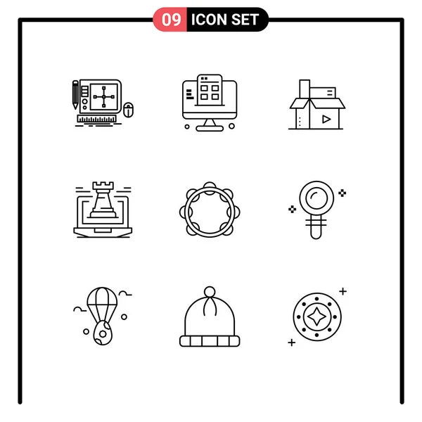 Stock Vector Icon Pack Líneas Símbolos Para Portátiles Torre Aplicación — Vector de stock