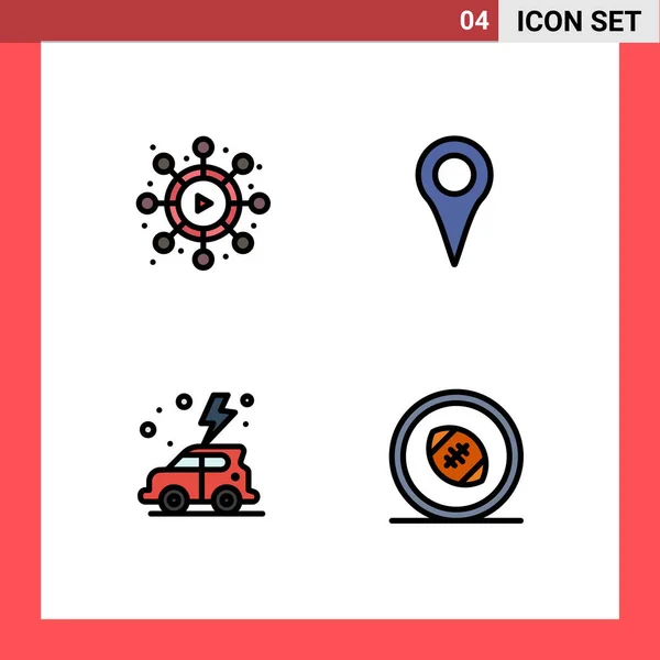 Set Modern Icons Symbols Signs Network Green Geo Location Pin — Stock Vector