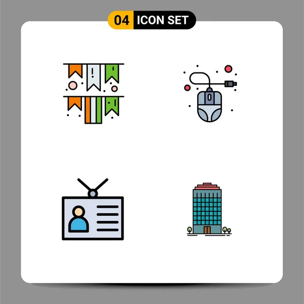 Interfejs Użytkownika Filledline Flat Color Pack Modern Znaki Symbole Festiwalu — Wektor stockowy