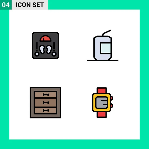 Vector Icon Pack Line Signs Symbols Health Box Weight Drink — 스톡 벡터