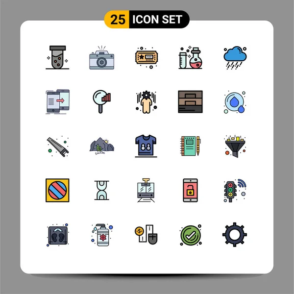 Conjunto Icones Modernos Símbolos Sinais Para Chuva Ciência Abertura Laboratório — Vetor de Stock