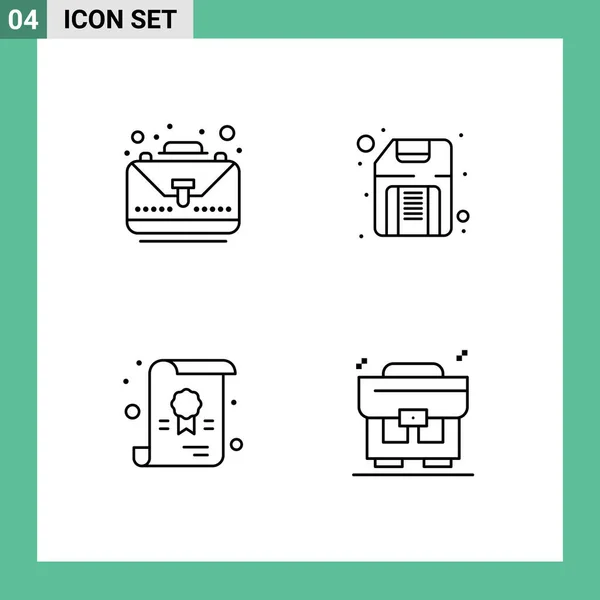 Concetto Linea Siti Web Business Mobile App Diploma Borsa Floppy — Vettoriale Stock