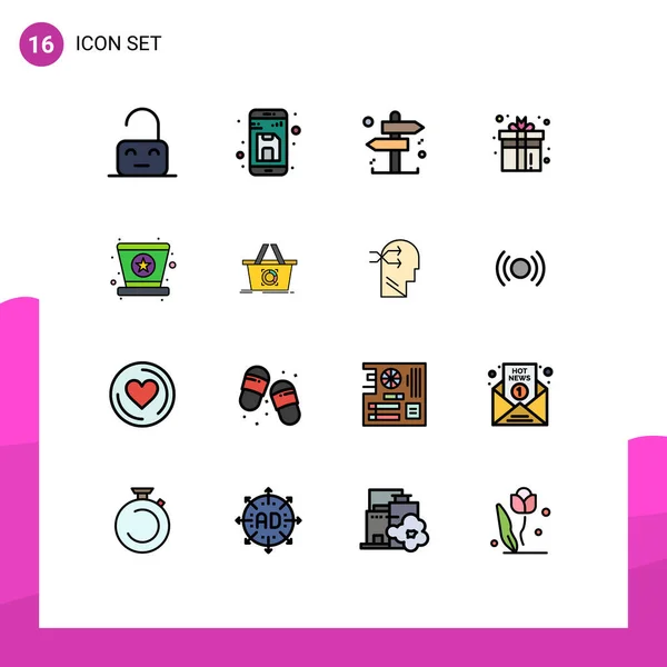 Set Modern Icons Sysymbols Signs Carnival Game Fun Gift Editable — Vector de stock