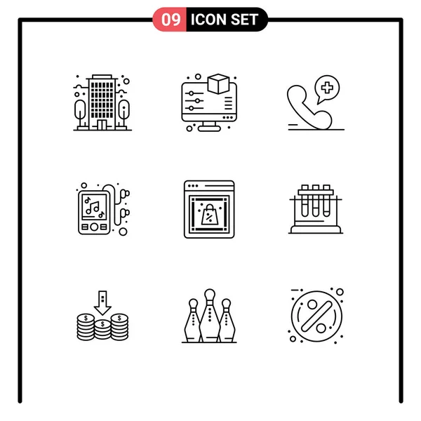 Stock Vector Icon Pack Line Signs Symbols Online Cyberical Phone — 스톡 벡터