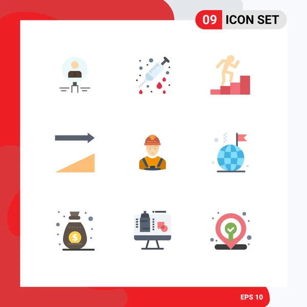 Mobile Interface Flat Color Set Pictograms Sorting Ascending Care Growth — Vector de stock