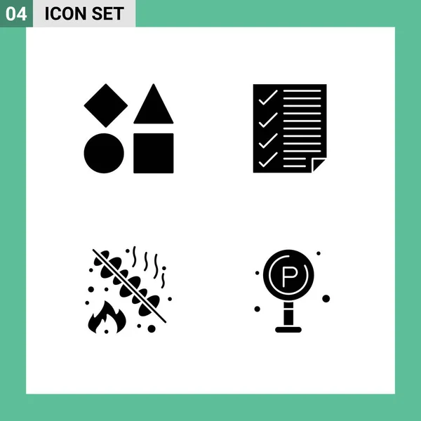 Kreativní Ikony Moderní Značky Symboly Cihel Gril Hračky Dokument Gril — Stockový vektor