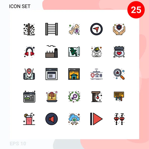 Universal Icon Symbols Group Modern Filled Line Flat Colors Headset — 스톡 벡터