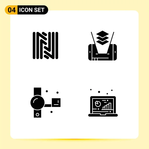 2014 Mobile Interface Solid Glyph Set Pictograms Neoscoin Handycam Crypto — 스톡 벡터