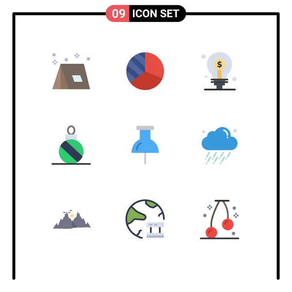 Universal Icon Symbols Group Modern Flat Colors Location Christmas Ball — Διανυσματικό Αρχείο