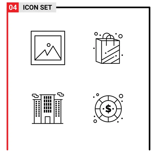 Ensemble Couleurs Plates Filledline Modernes Pour Image Travail Sac Construction — Image vectorielle