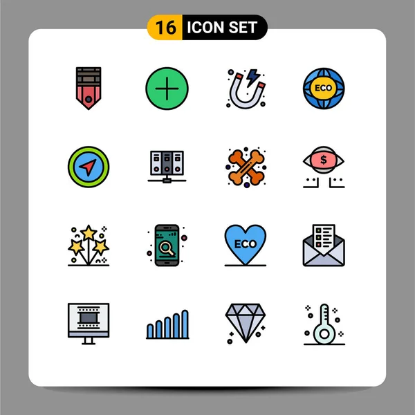 Conjunto Icones Modernos Símbolos Sinais Para Eco Internet Multimídia Global — Vetor de Stock