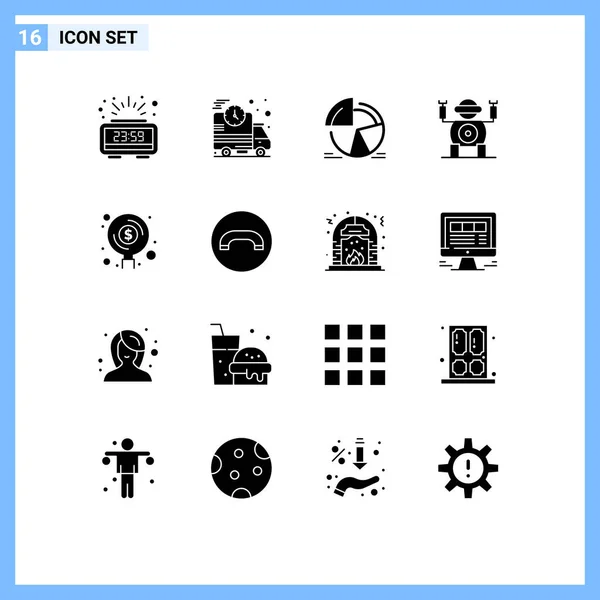 Set Modern Icons Sysymbols Signs Find Toy Chart Technology Pie — Archivo Imágenes Vectoriales