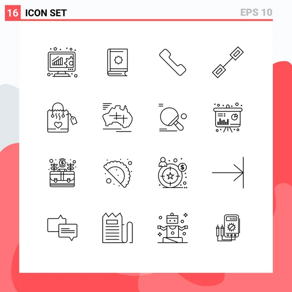 Set Modern Icons Sysymbols Signs Love Linked Star Link Chain — Vector de stock