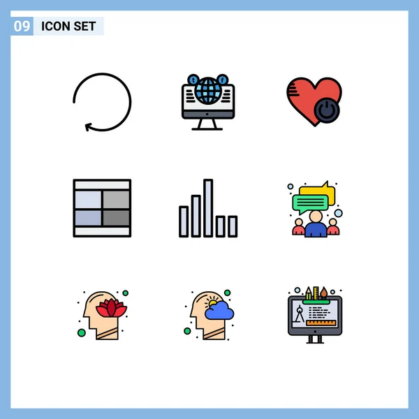 9個のモダンなUiアイコンのセット編集可能なベクトルデザイン要素のようなレイアウト シャットダウン デザインのための記号 — ストックベクタ