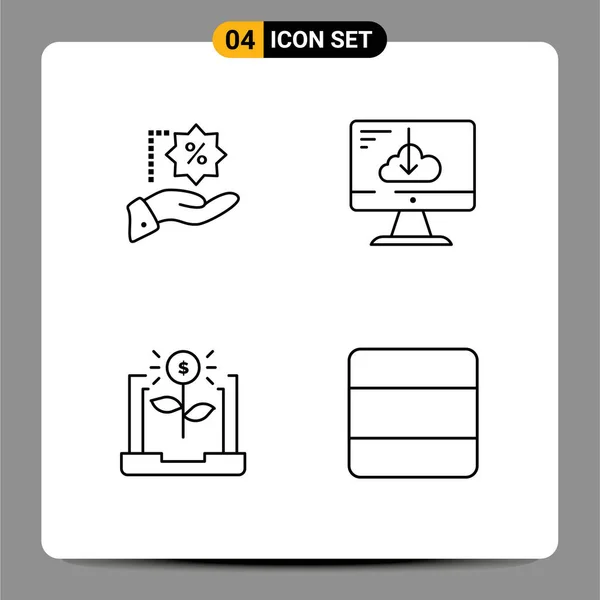 一套四个现代用户界面图标的符号符号 分别适用于折扣 可编辑向量设计元素 — 图库矢量图片