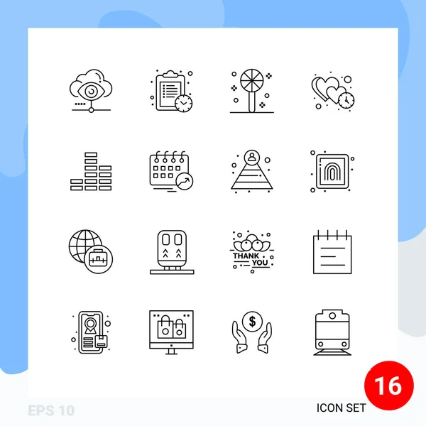 Creative Icons Modern Signs Sysymbols Player Dating Candy Time Heart — Archivo Imágenes Vectoriales