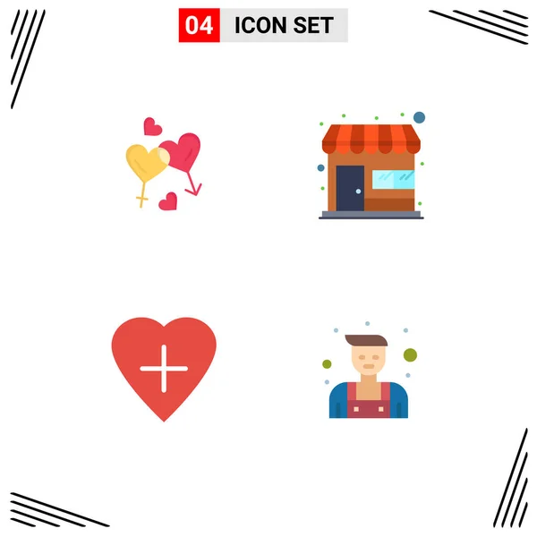 Icône Vectorielle Stock Paquet Signes Symboles Ligne Pour Coeur Coeur — Image vectorielle