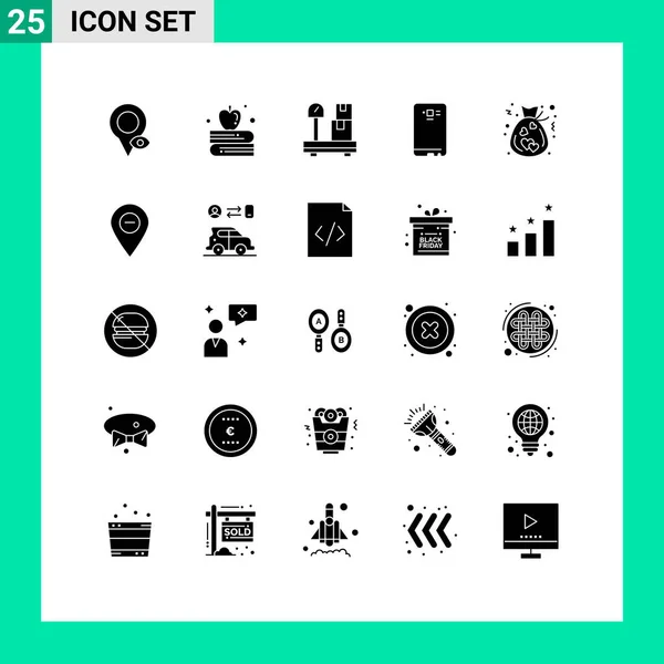 Thematic Vector Solid Glyphs Editable Symbols Donation Bag Package Camera — Stock Vector