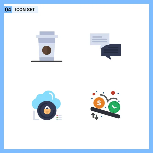 Creative Icons Modern Signs Symbols Coffee Lock Chat Cloud Deadline — Stock Vector