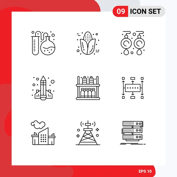 Set Modern Icons Sysymbols Signs Furniture Learning Earrings Knowledge Book — Vector de stock