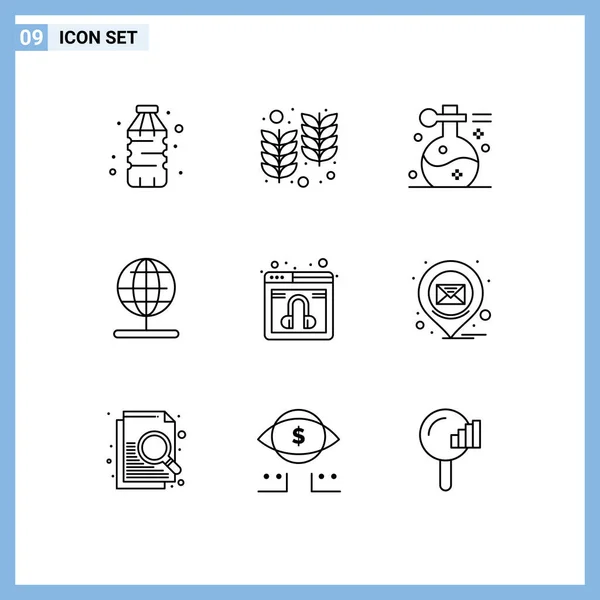 Set Modern Icons Symbols Signs Chat Stand Beauty Navigation Yoga — Stock Vector