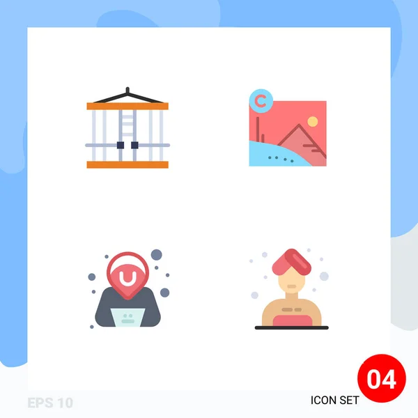 Mobile Interface Flat Icon Ensemble Pictogrammes Décapiter Pirate Meurtre Copyright — Image vectorielle