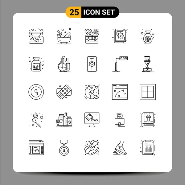 25创意图标包包 工具包 可编辑向量设计元素的现代符号和符号 — 图库矢量图片